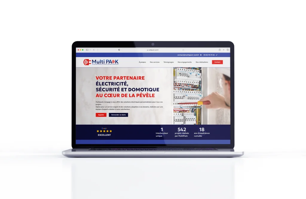 Site web de Multipack vu sur ordinateur