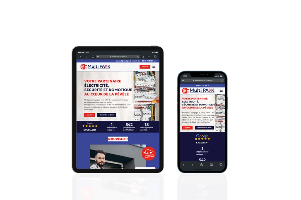 Site web de Multipack vu sur tablette et mobile