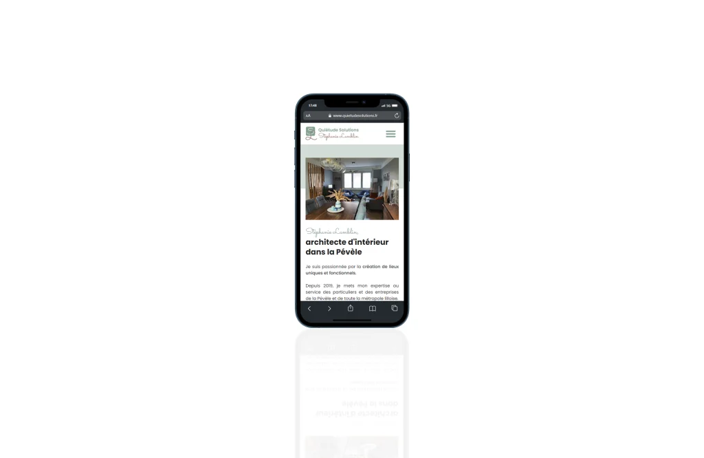 Site web de Quiétude Solutions vu sur mobile