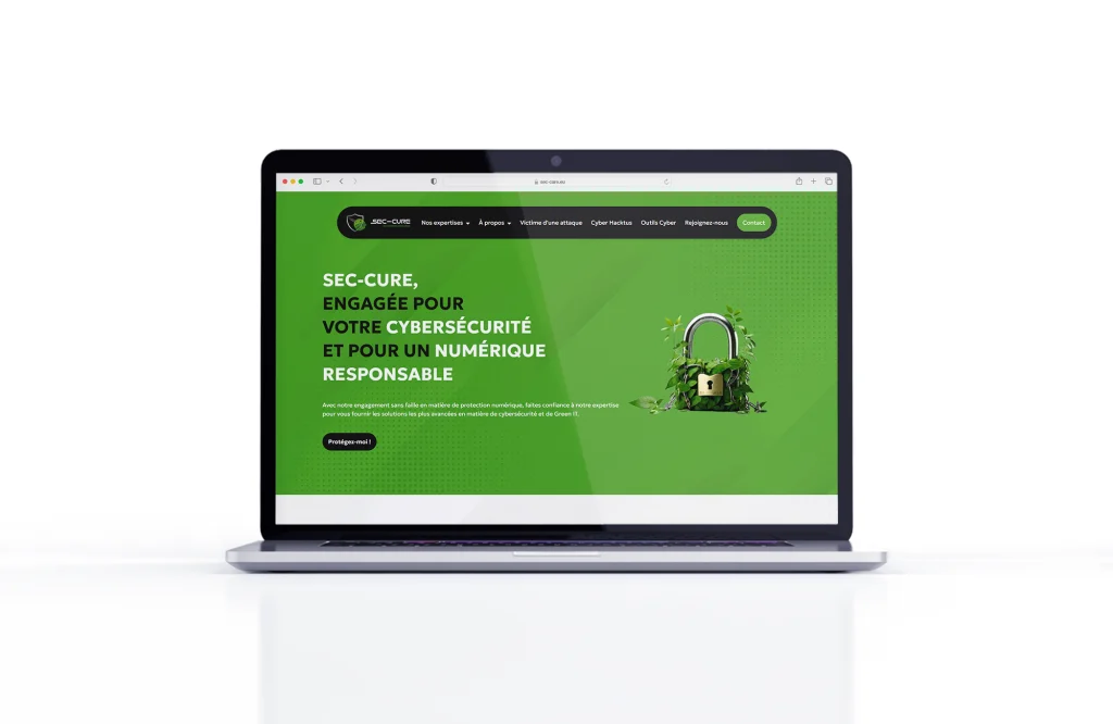Site web de Sec-cure vu sur ordinateur