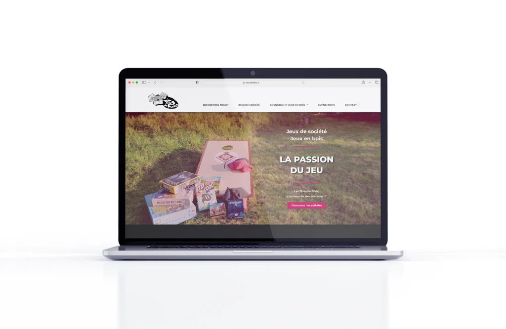 Site web de l'association Têtes de Blins vu sur ordinateur
