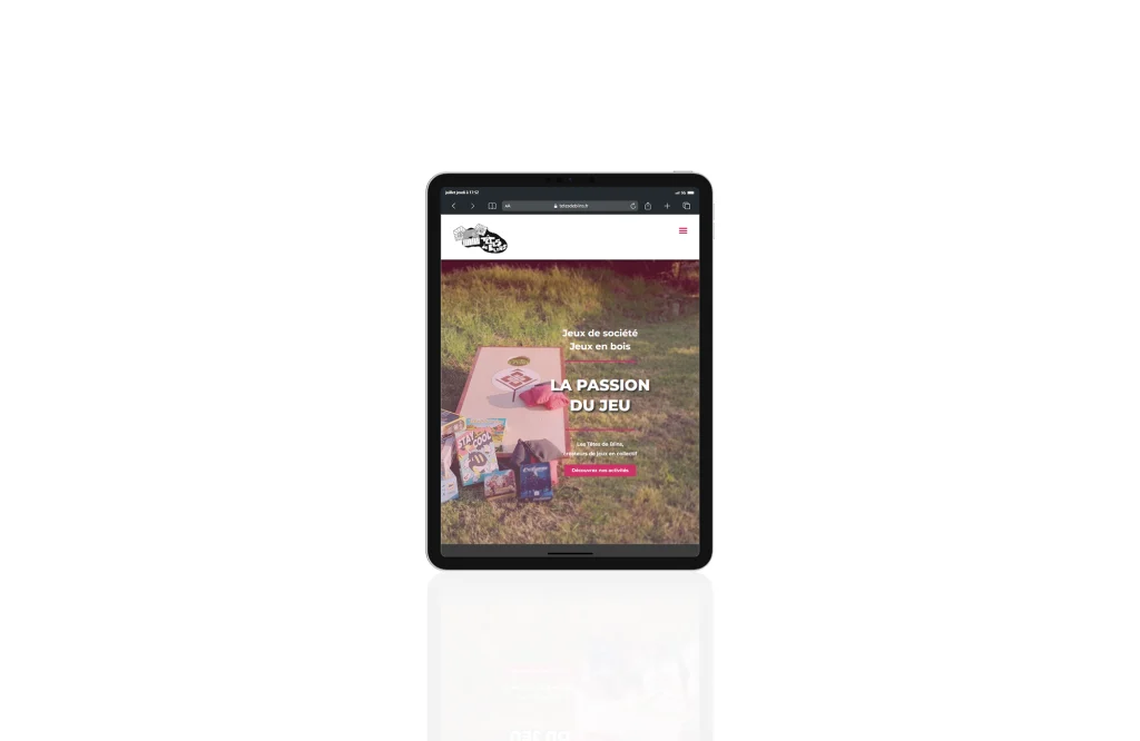 Site web de l'association Têtes de Blins vu sur tablette